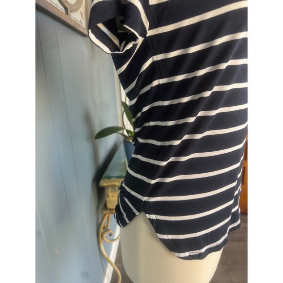 GAP Navy Blue and White Stripes Rayon Super Soft Sz XS - Picture 2 of 7